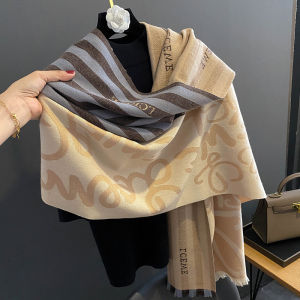 Korean Style Womens Scarf Winter Thick Warm Cashmere Wool Blanket Shawl Versatile Fashionable Printed Long Rectangle Scarf