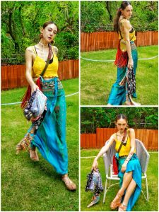 High Waist Bohemian Style Printed Half Skirt Beachy Summer Cotton Midi Skirt Floral Tie Dye Asymmetrical