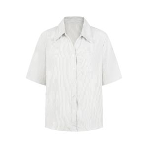 Striped Notch Collar Short Sleeve Shirt
