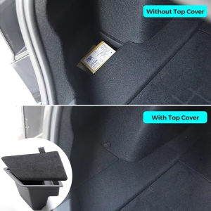 For Tesla Model 3 Rear Trunk Storage Box Left Side Space Organizer Box with Pull Rope Car Interior Accessories Model3 2021-2023