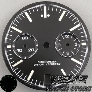 31.5mm VK64 FXD Chronograph Watch Dial and Hand Set Grey/Blue Moon Watch Face Green Luminous Fit VK63 VK64 Quartz Movement Parts