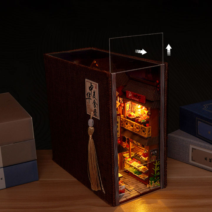 DIY Book Nook Doll House Miniature Wooden Bookshelf Shelf Insert ...