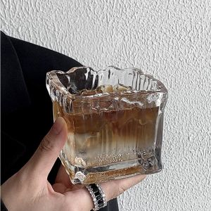Heat Resistant Square Glass Bowl Creative Fruit Dessert Cup Coffee Mug Whiskey Glass Nordic Style Pure Color from China