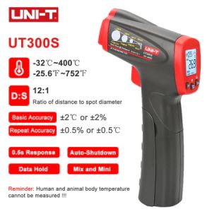UNI-T เทอร์โมมิเตอร์อินฟราเรดเครื่องวัดอุณหภูมิ UT301A UT300S + UT300A + (-32 ℃ ~ 420 ℃) เครื่องวัดอุณหภูมิไม่สัมผัสเลเซอร์อุตสาหกรรมดิจิตอล