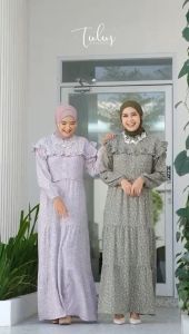 Tulus Signature Dawina Dress LD 110 Gamis Wanita Maxi Jumbo Crinkle Kelly Cetak Grafis Lengan Panjang Busui Friendly