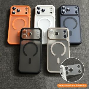 เคสโทรศัพท์ Magsafe ที่เป็นมิตรต่อผิวเคลือบสำหรับกรอบ TPU นุ่ม17 16 15 14 13 Pro Max + ฝาแข็งป้องกันลายนิ้วมือสำหรับ Iphone 17 Pro Max เคสกันกระแทกกันกระแทก (เลนส์ที่ถอดออกได้)
