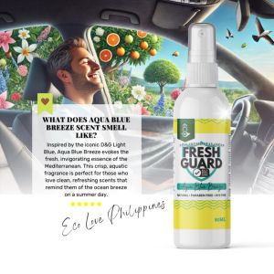 Eco Love FreshGuard AQUA BLUE BREEZE Car Air Freshener & Germ Killer - 5 Scents Plant-Based Long-Lasting Freshness