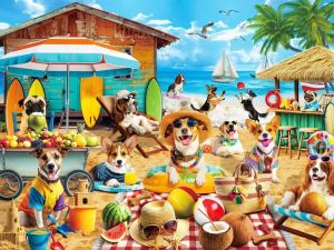 Kayou | Jigsaw Puzzle 500/1000 Pieces Beach Vacation Dogs Paper Puzzles Adult Present Portable Box for Family Games Educational Toys