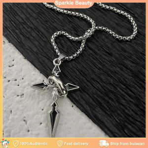 Hip Hop Punk Cross Pendant Necklace European Men Women Sweater Chain Necklace Black Cross Pendant Necklace