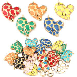 2pcs Stainless Steel Heart Pendant Charms 24X28mm Oil Drop Heart Pendants For DIY Jewelry Making Earring Necklace Accessories
