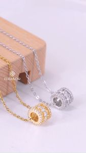 Dây chuyền nữ titan Eleanor Accessories mặt trụ đính đá phụ kiện trang sức vòng cổ 9678