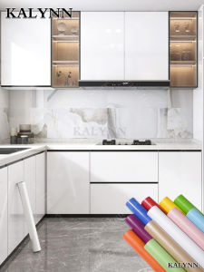 White Glossy Self Adhesive WallpaperVinyl Peel and Stick Contact PaperDecorative Film Cabinets Furniture Countertop Stickers