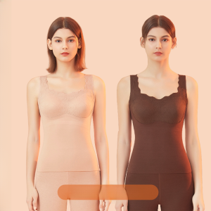 MiiOW | Áo ba lỗ lót lụa tơ tằm giữ nhiệt MiiOW dành cho nữ Áo lót mùa đông dày dặn không tay cổ chữ U màu trơn