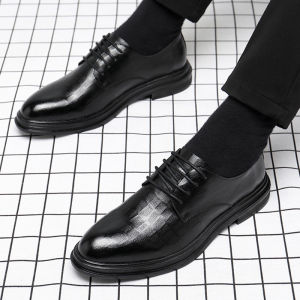 Mens Business Shoes Spring Autumn casual leather shoes fashionable invisible height-enhancing leather shoes Elegant Trend Flat