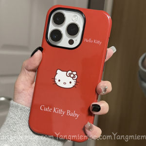 Kitty Cat Cartoon Red Hellokitty Womens Phone Case Full Cover Frosted Two-in-One Apple 16Promax iPhone 15 Protective Shell