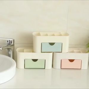 PROMO (BISA COD) RAK KOSMETIK PLASTIK / ORGANIZER BOX / TEMPAT PENYIMPANAN STASIONARY MULTIFUNGSI / RAK PERALATAN MAKE UP / RAK ALAT TULIS