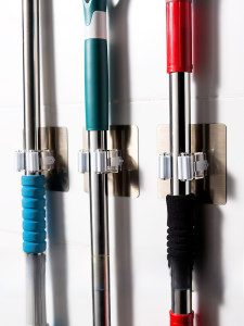 Hanging Mop Handy Gadget Punch-Free Mop Hook Mop Buckle Wall-Mounted Mop Clip Bathroom Storage Mop Rack