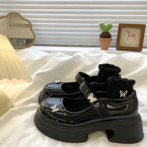 Cool รอบหัวหนารองเท้าผู้หญิง 2024 ใหม่ผีเสื้ออเนกประสงค์สไตล์ญี่ปุ่น PK หนาแพลตฟอร์มปากตื้นรองเท้าแมรี่เจน