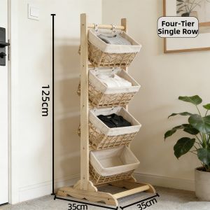 Multi-functional Storage Rack Bamboo and Wood