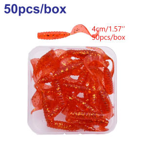 50pcs/box 4cm soft artificial worm grub lure bait 13 colors perch bait for fishing tackle pesca isca softbaits