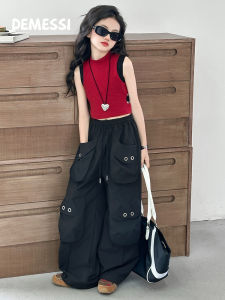 Girl Sleeveless T-shirt & Wide Leg Overalls Summer Set