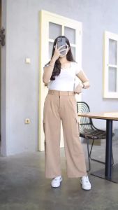 Nara Cargo Pants Celana Kulot Kargo Wanita Loose Cargo Pants Cargo Pants Knitt Premium