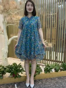Large Size Loose Mesh Dress Elegant Mommy Style Summer New Korean Version Breathable Belly Covering Slimming Skirt Women