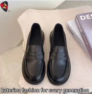 Katerina Fashion Style Loafers Shoes Black Platform Heel For Women Casual Student A-39