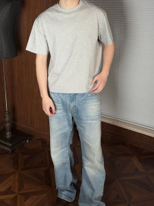 Ice Sensation Short Sleeve T-Shirt Mens Boxy Fit Small Collar Casual Vintage Style Breathable Cotton Summer Top Cleanfti