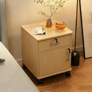ZHUOHE | Lockable Bedroom Nightstand with Storage Function