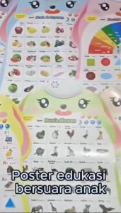BETTIE Poster Dinding Suara Indonesia Inggris Edukasi Anak Belajar / Poster Hewan Edukasi Anak