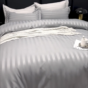 KUNFLOW Hotel Style Combed Cotton Bedsheet Set | Classic Stripe | Soft & Breathable