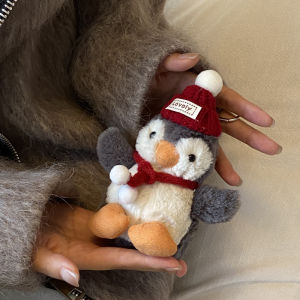 Cute Christmas Penguin Doll Bag Pendant Creative Plush Red Hat Penguin Keychain Gift Ideal for New Year Celebration