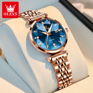 OLEVS | OLEVS 5536 Đồng Hồ Nữ Sang Trọng Màu Vàng Hồng Đính Kim Cương Có Màn Hình Phát Sáng Chống Thấm Nước Chuyển Động Thạch Anh Dây Đeo Bằng Thép Không Gỉ
