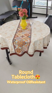 New Round Tablecloth American Style 2-10seater Table Cover Waterproof Oil Resistant Anti-stain Thick PVC Table Mantle For Home Dining Table Decoration