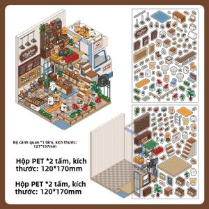 Kawaii 3D DIY Cắm Trại Nhà Phong Cảnh Miếng Dán Túi Cabin Cảnh Dán Văn Phòng Phẩm Cho Trẻ Em Sinh Nhật Lễ Hội Quà Tặng