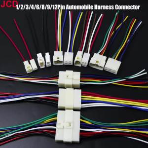 JCD 1Set 1/2/3/4/6/8/9/12P 6.3mm Automobile Harness Connector High Current Equipment Cable Male Female Plug Butt Joint 