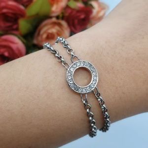 สร้อยข้อมือโรเดียมฝังเพชร ความยาว 6 นิ้ว เสริมบารมี