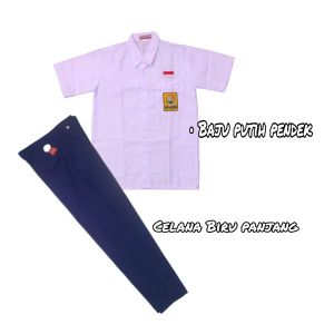 Stelan SERAGAM SEKOLAH SMP Biru Putih Anak Laki-Laki Super Lengkap