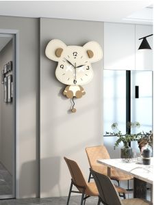 นาฬิกาตั้งผนังแบบเงียบ นาฬิกาตั้งโต๊ะแบบสร้างสรรค์ รูปหมีบ้าบ้า ตกแต่งห้องนอน ห้องนั่งเล่น โมเดิร์น สบายๆ นาฬิกาตั้งผนัง