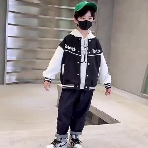Boys Bomber Jacket Children Spring Autumn Letter Print Outerwear Kids Streetwear Varsity Baseball Uniform New Coats 3-14 Years