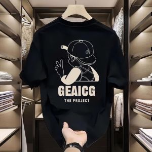 Áo Thun Nam Cotton Nguyên Chất Mùa Hè Thường Ngày Cổ Tròn Tay Ngắn Dáng Rộng Đa Năng Thời Trang Thường Ngày