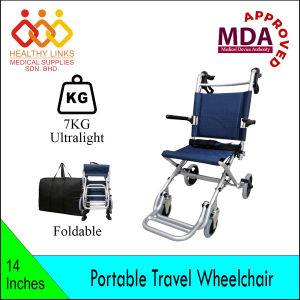 [Same Day Delivery] 6.8KG Aluminium Ultralight Travelling Wheelchair (Free Carry Bag) – 14 / 16 inches