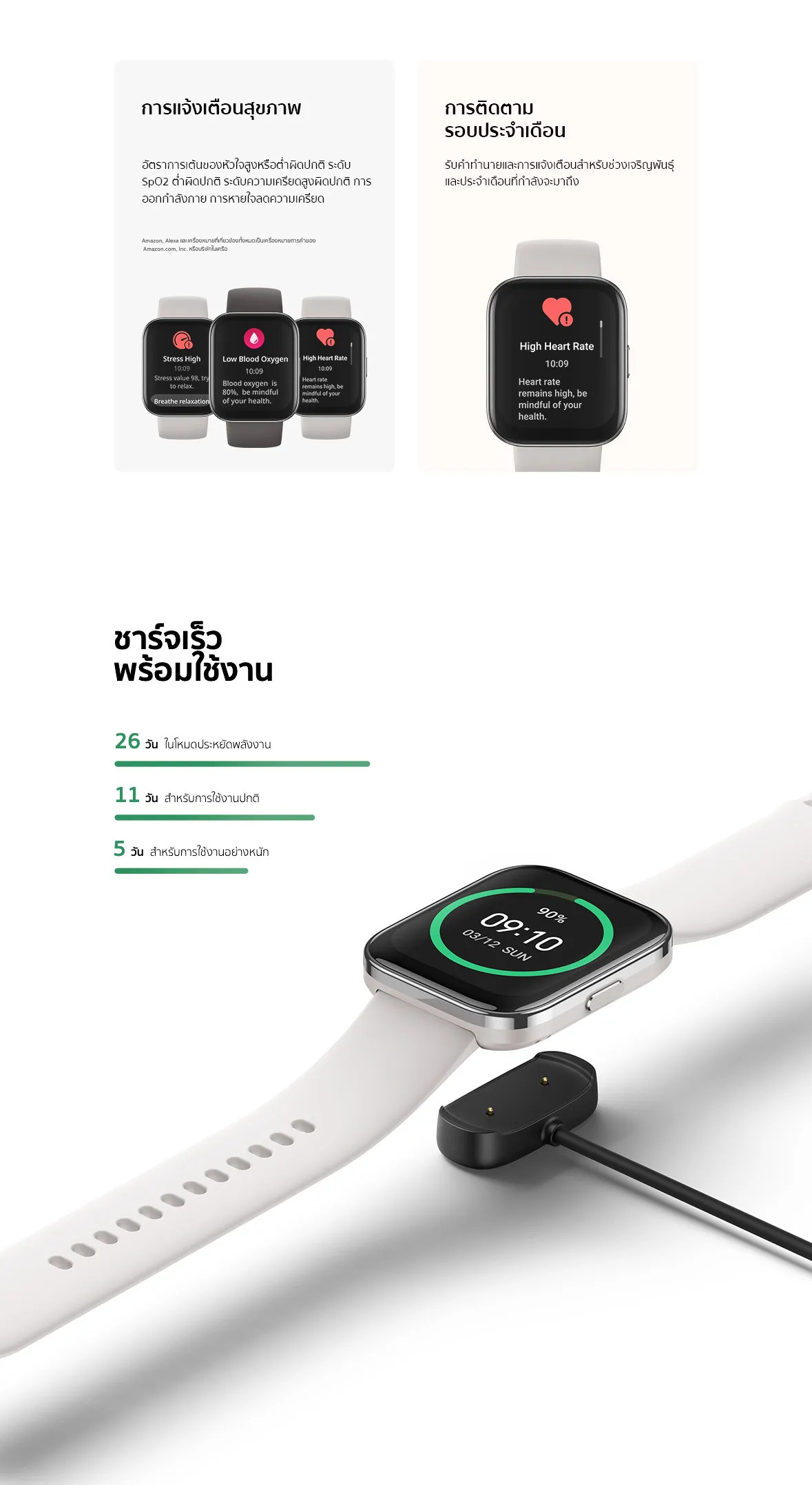Amazfit Bip 5 Unity 46mm Smart Watch มีแอพและเกม 70+ โหมดกีฬา 120+ ตรวจจับสุขภาพ 24 ชม. หน้าจอใหญ่ 1.91" เฟรมแสตนเลสสตีล