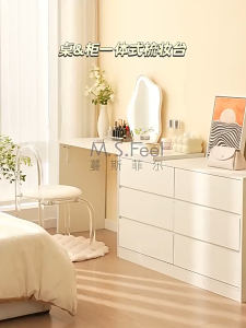 GMSHOP Meja Solek Meja Makeup Chest Drawer DIY L Shape Retractable Table Bedroom Dressing Table Without Mirror Makeup Table Storage Cabinet