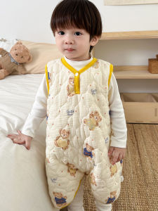 Autumn Winter Baby Cotton Swaddle Blanket Anti-Kick Sleep Bag Vest Style Romper Thickened Cotton Lined Child Four Seasons Suit