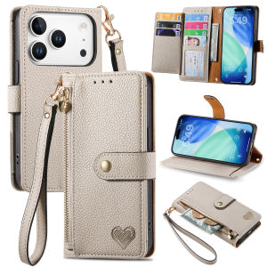 szhaiyu | PU Leather Zipper RFID Wallet Card Slots Phone Case Wrist Strap for IPhone 17E 16E 17 Air 15 14 Plus 13 12 11 Pro Max Flip Cover