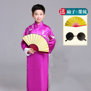 Childrens Chinese Style Long Robe Performance Clothing Boys Coat Storyteller Outfit Traditional Comedy Costume Polyester