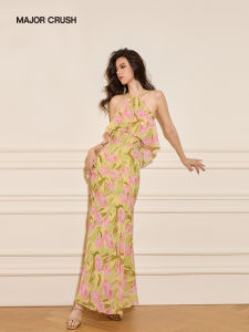 French Tulip Printed Charming Fashionable Dress