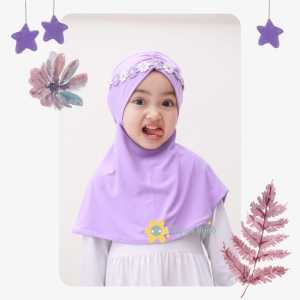 Jilbab Anak Syari Hiasan Bunga Belakang Kerut Shanika Jasmine